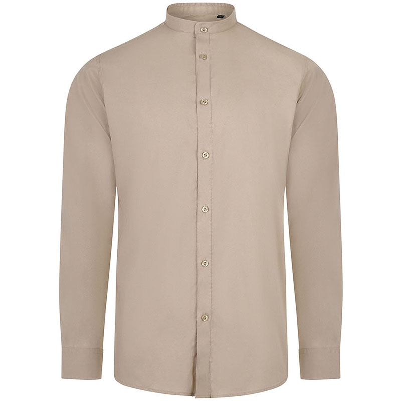 Camisa cuello tirilla stretch manga larga hombre