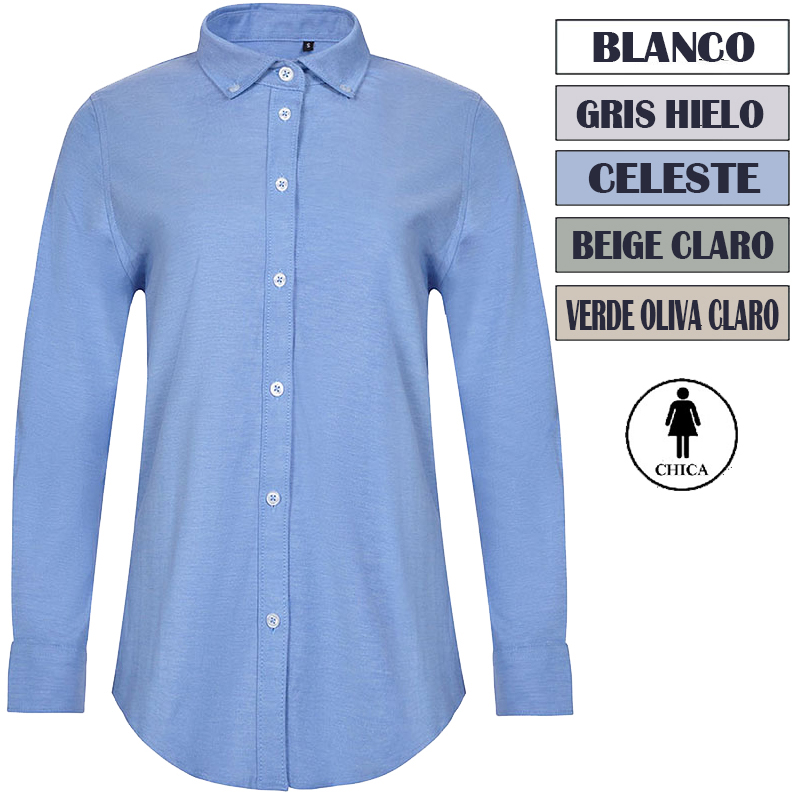 Camisa oxford stretch mujer manga larga Camisa oxford stretch mujer manga larga