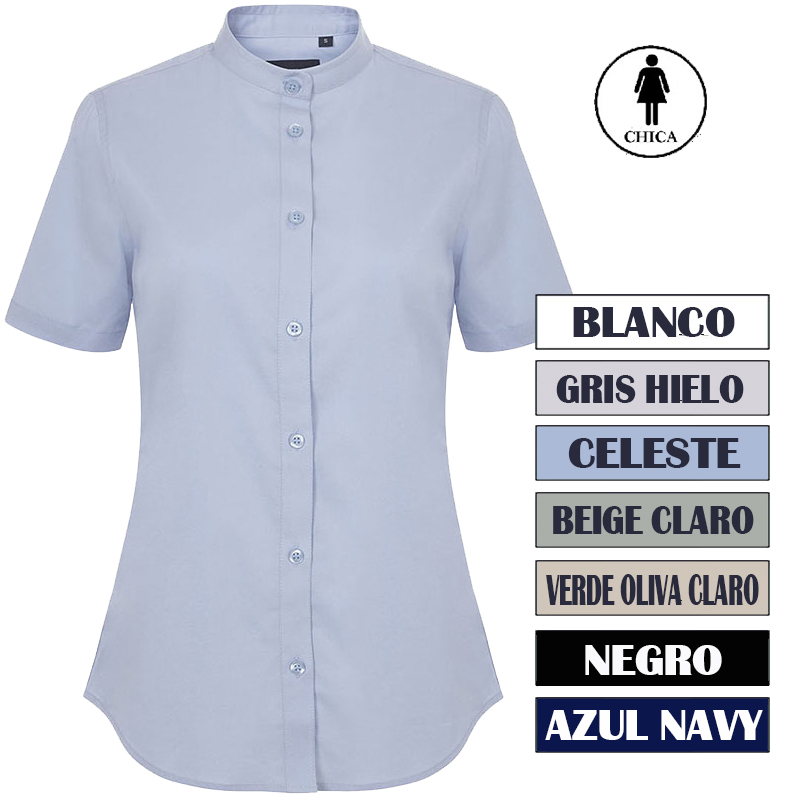 Camisa cuello tirilla stretch manga corta mujer Camisa cuello tirilla stretch manga corta mujer