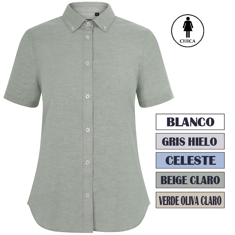 Camisa oxford stretch mujer manga corta Camisa oxford stretch mujer manga corta