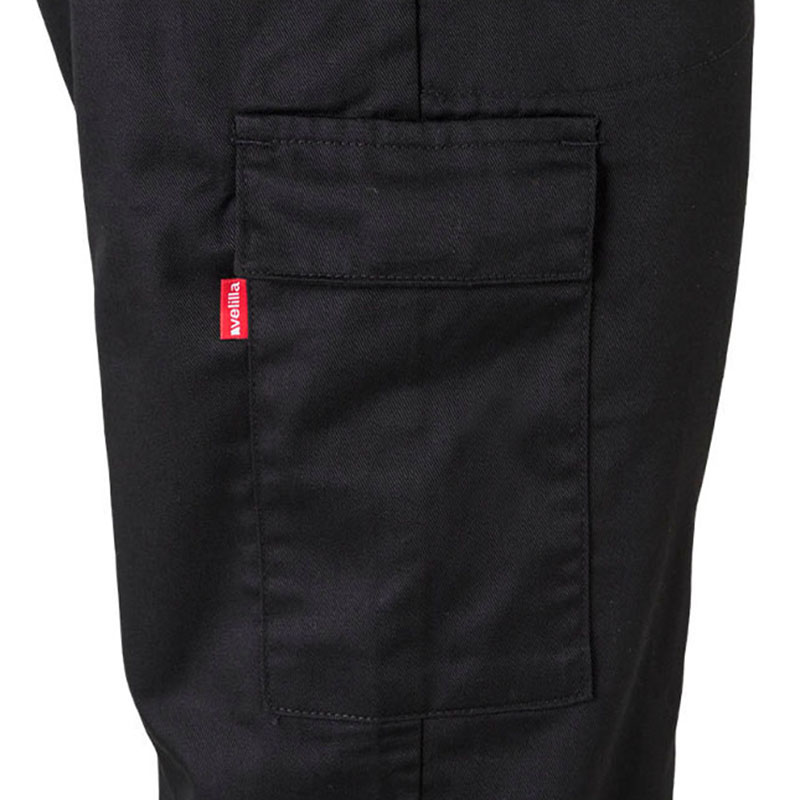 Pantalón de cocina multibolsillos, negro