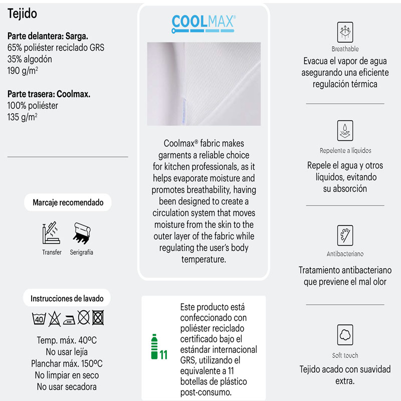 Chaqueta de cocina Coolmax® Mujer