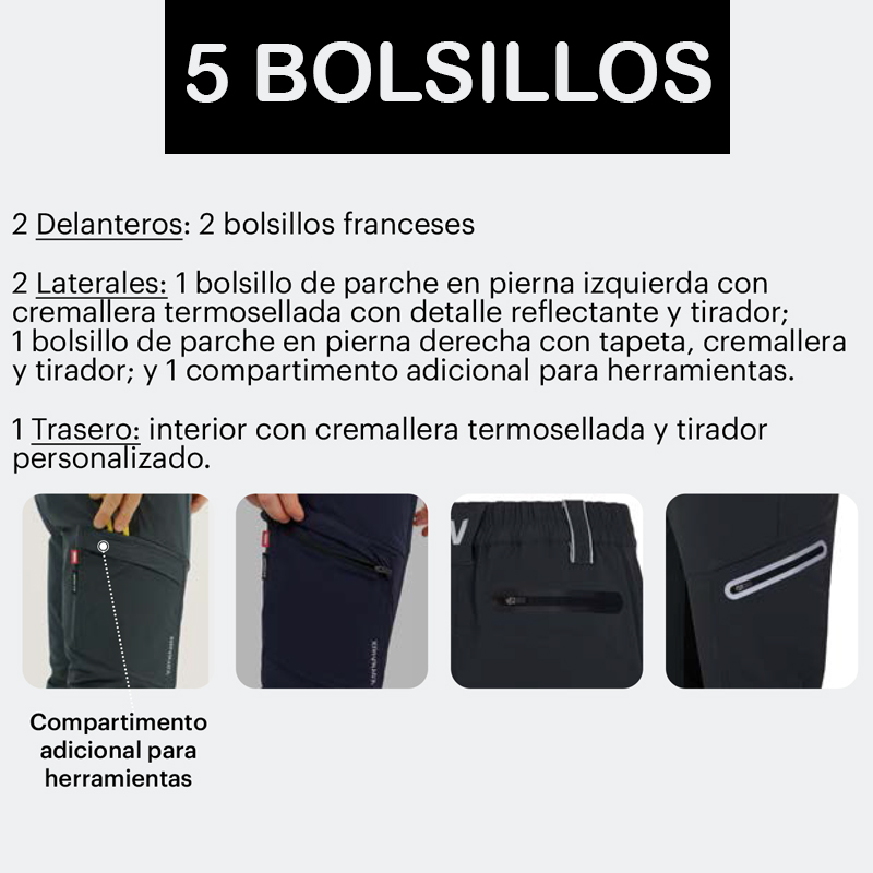 Pantalón elástico de alto rendimiento y resisten...