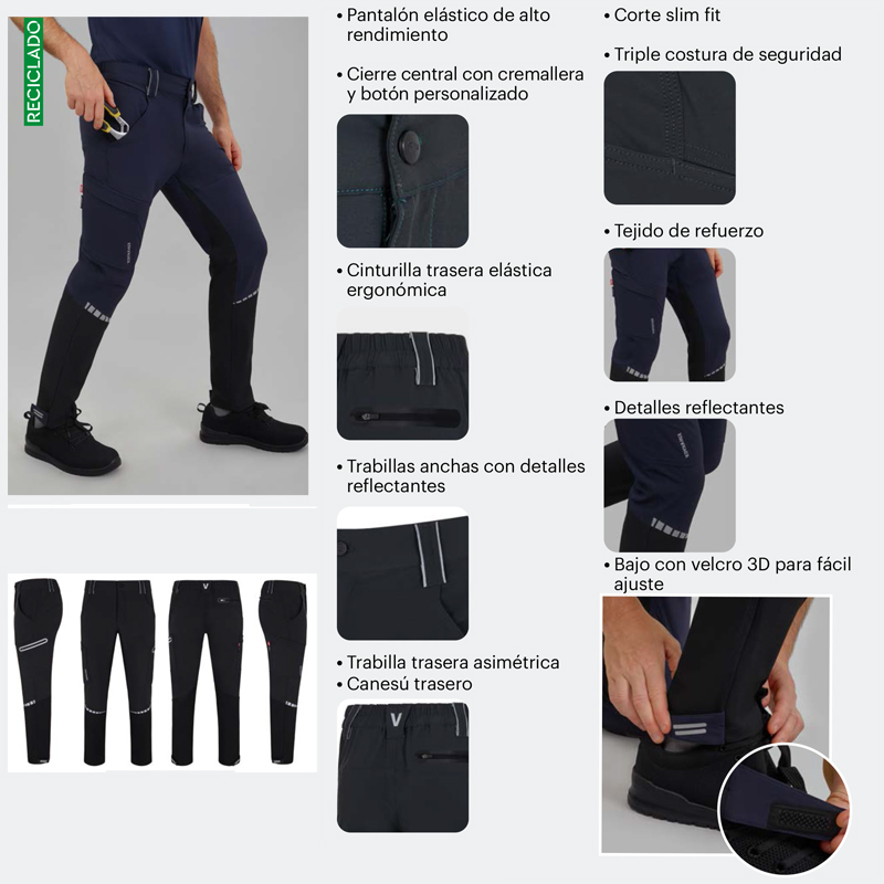 Pantalón elástico de alto rendimiento y resistencia
