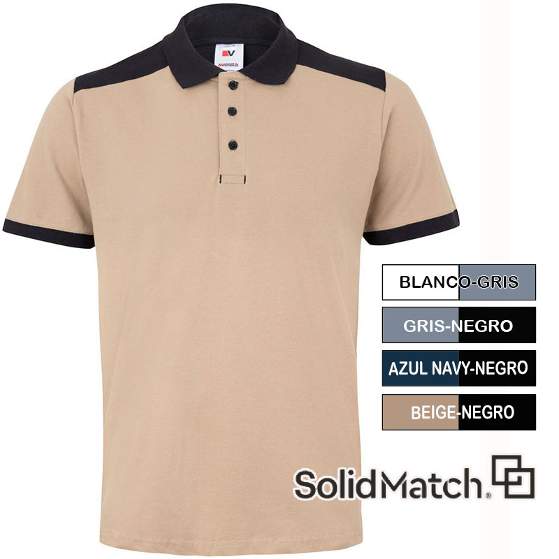 Polo manga corta Solid Match 4 combinaciones
