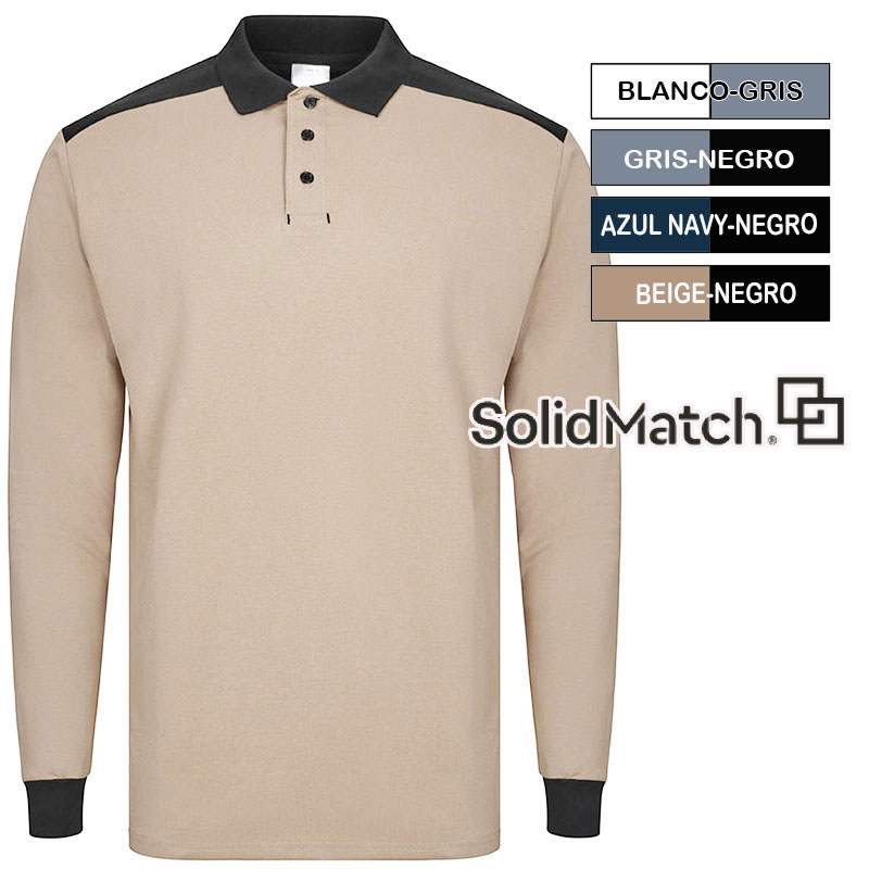 Polo manga larga Solid Match 4 combinaciones