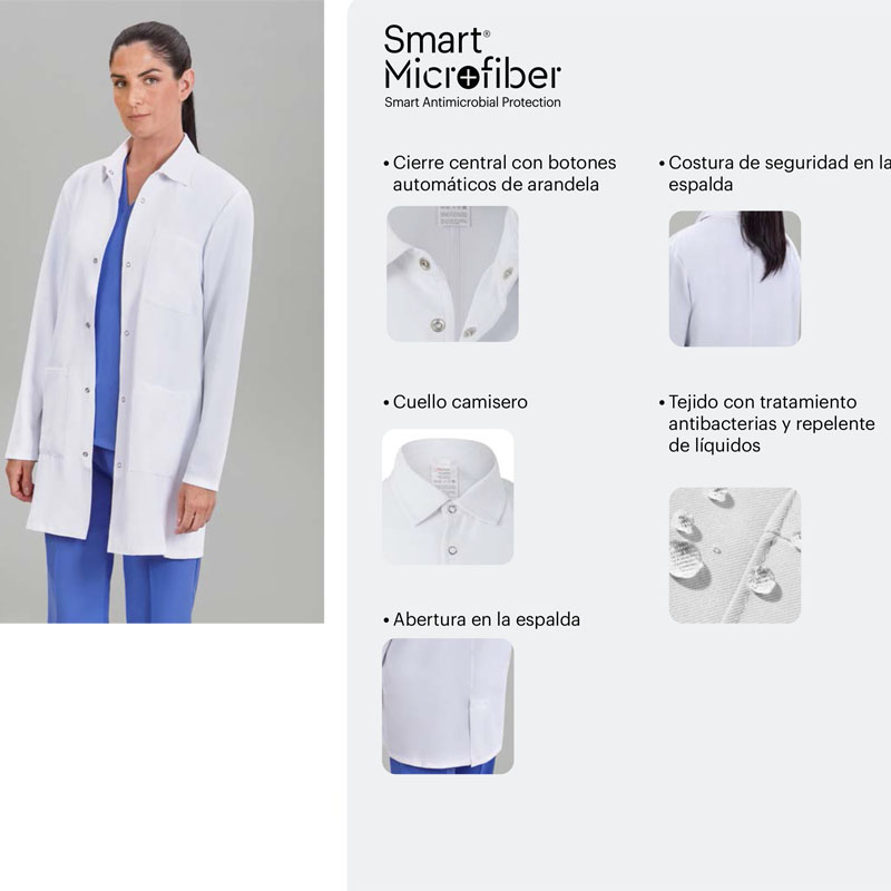 Bata sanitaria unisex, microfibra antibacterias