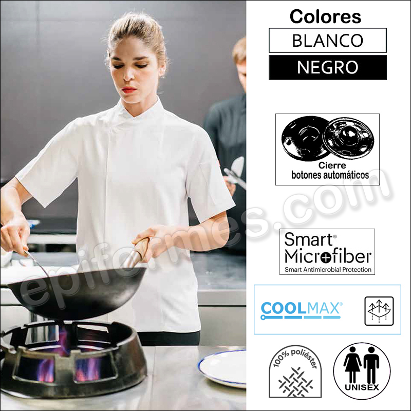 Chaqueta cocina microfibra con coolmax en espalda