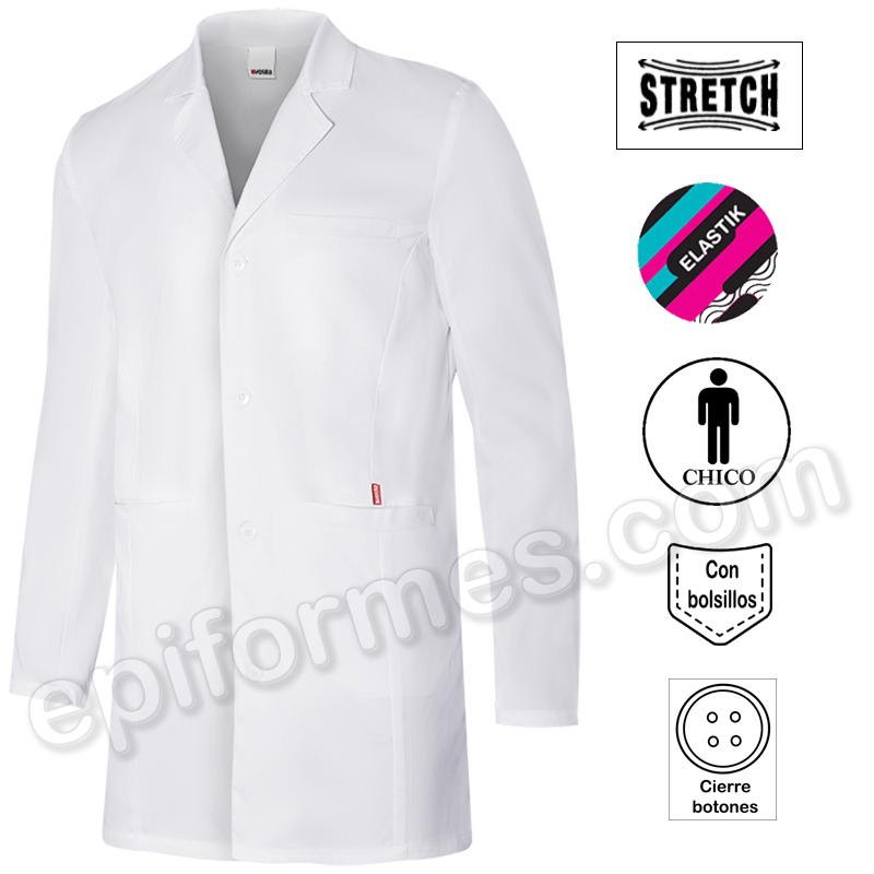 Bata sanitaria stretch corta hombre 