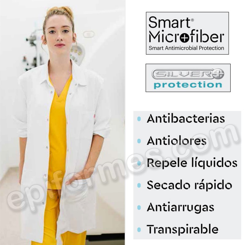 Bata sanitaria unisex, microfibra antibacterias