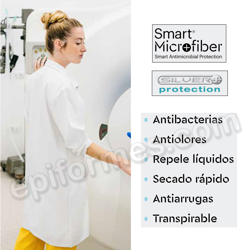 Bata sanitaria unisex, microfibra antibacterias
