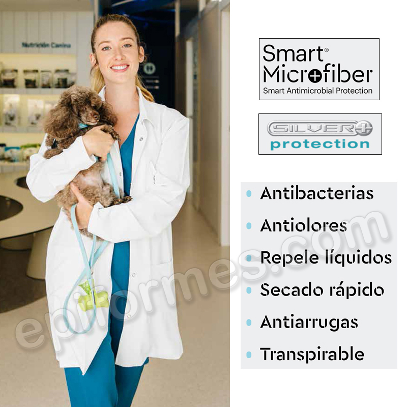 Bata sanitaria unisex, microfibra antibacterias