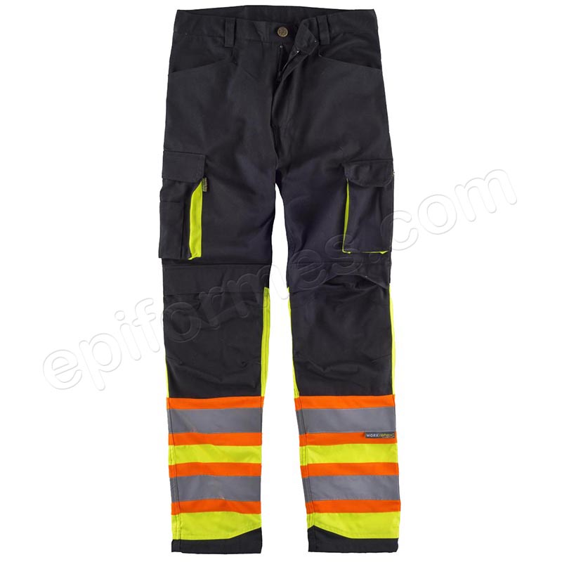 Pantalón combinado con bandas reflectante-fluorescentes.