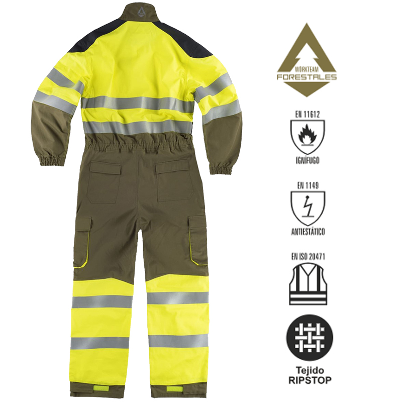 Buzo tricolor ignífugo y antiestático de alta visibilidad