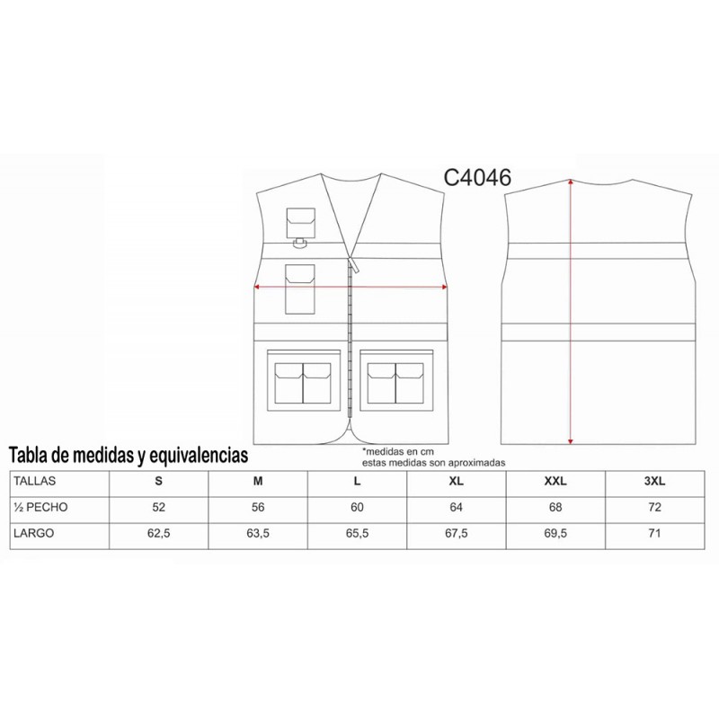 Chaleco tipo safari con cintas reflectantes.
