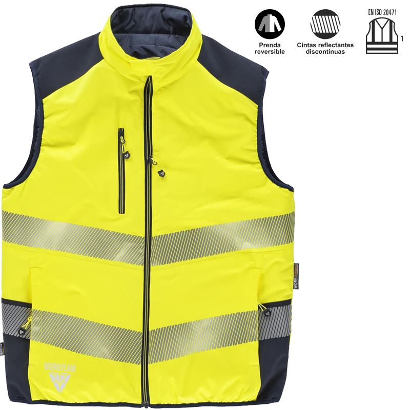 Chaleco acolchado de ata visibilidad reversible