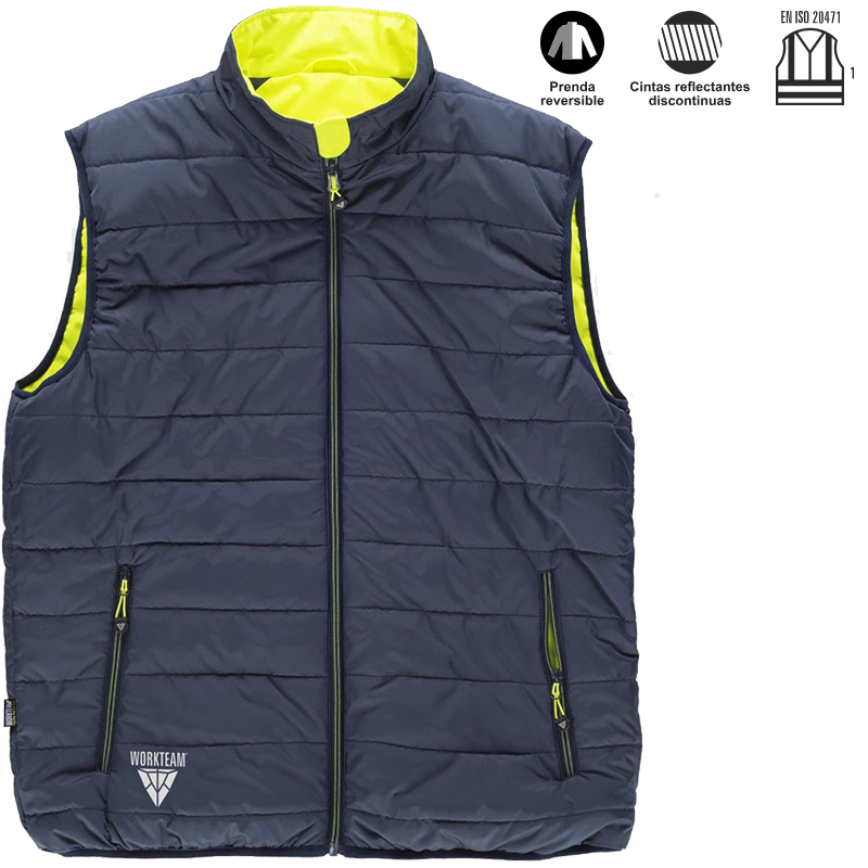 Chaleco acolchado de ata visibilidad reversible