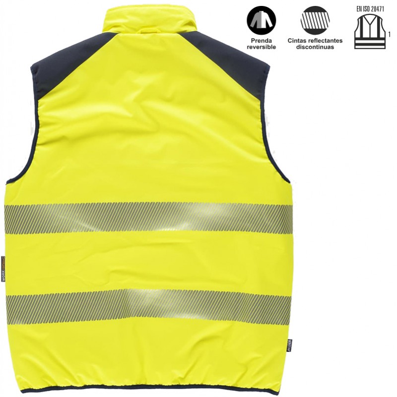 Chaleco acolchado de ata visibilidad reversible