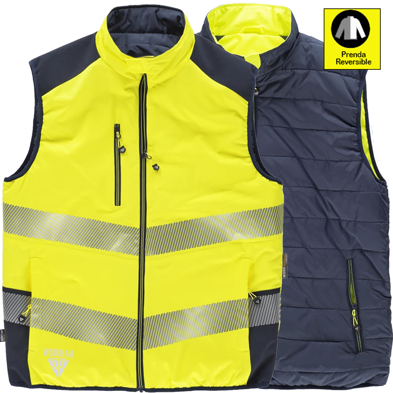 Chaleco acolchado de ata visibilidad reversible