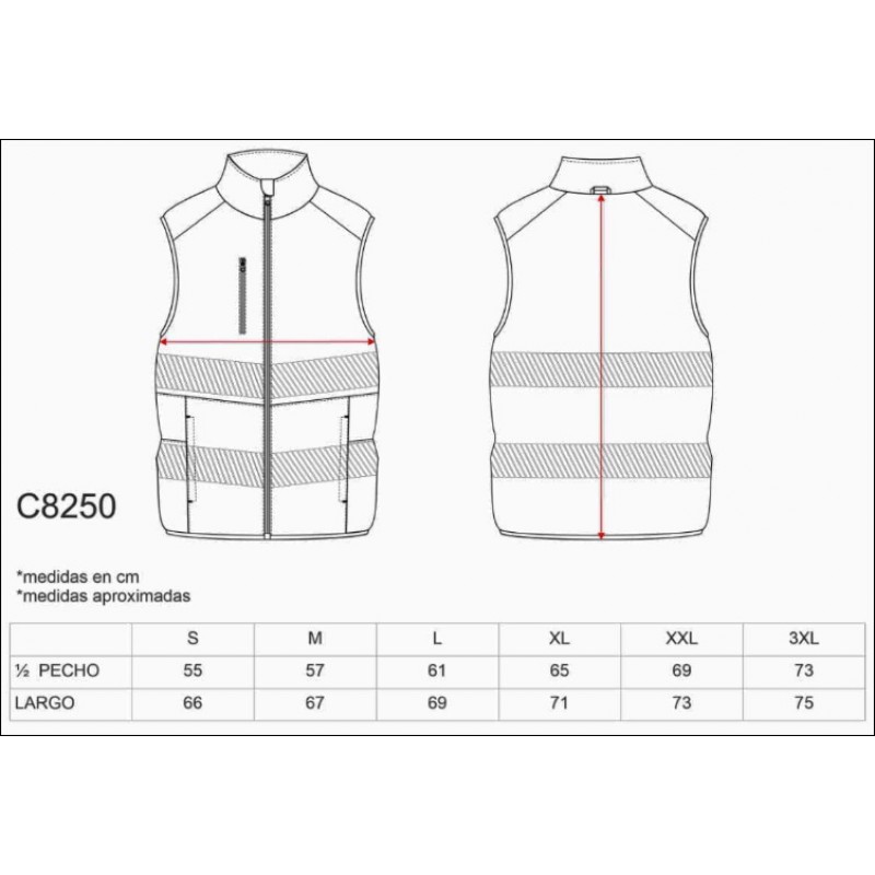 Chaleco acolchado de ata visibilidad reversible