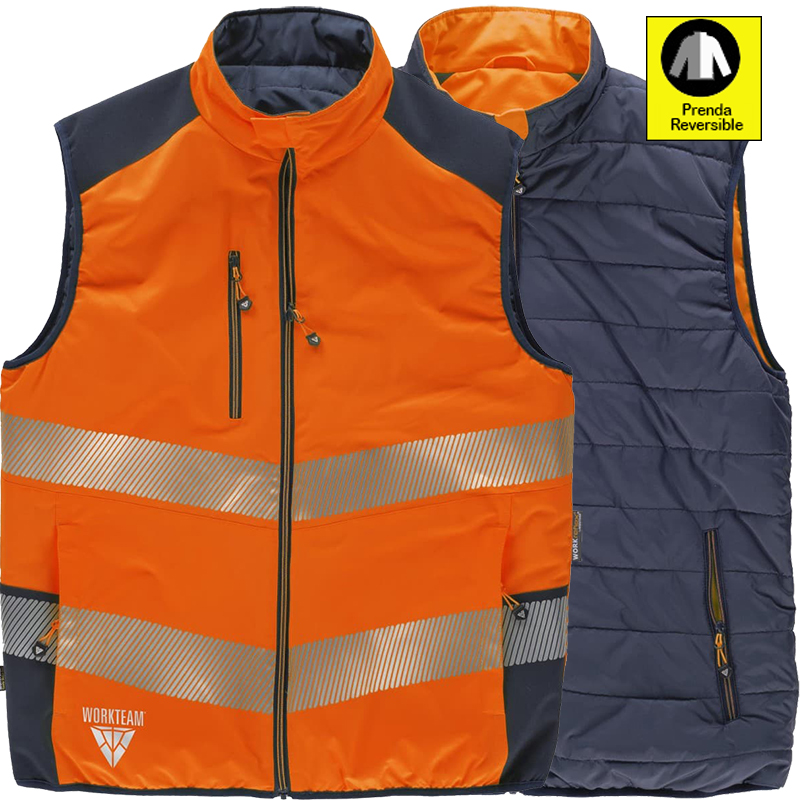 Chaleco acolchado de ata visibilidad reversible
