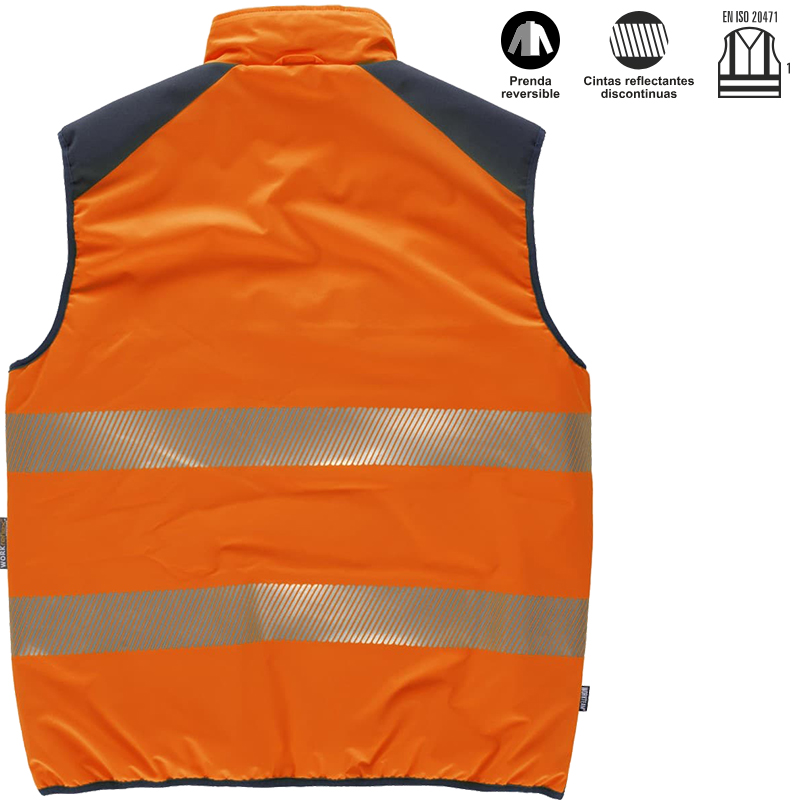 Chaleco acolchado de ata visibilidad reversible