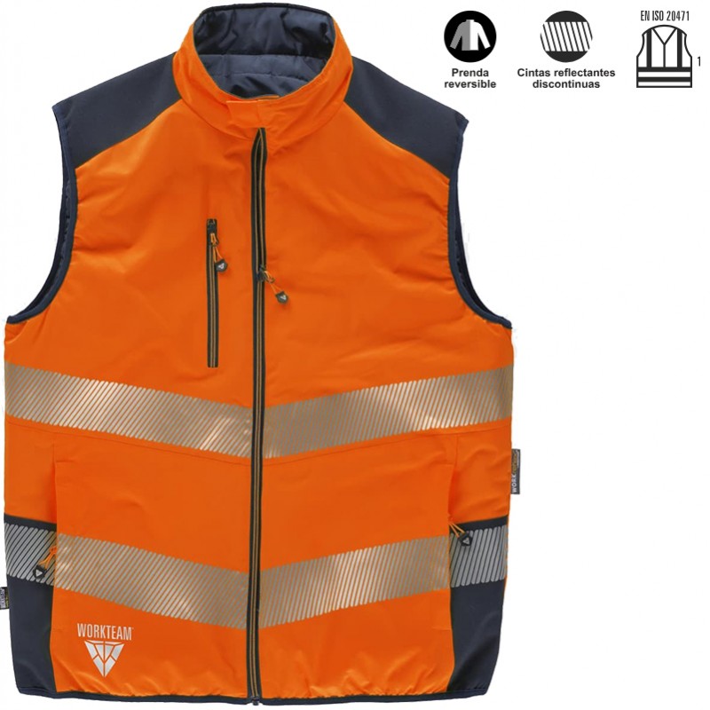 Chaleco acolchado de ata visibilidad reversible