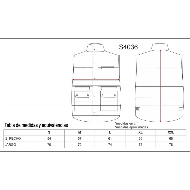 Chaleco tipo safari con cintas reflectantes.