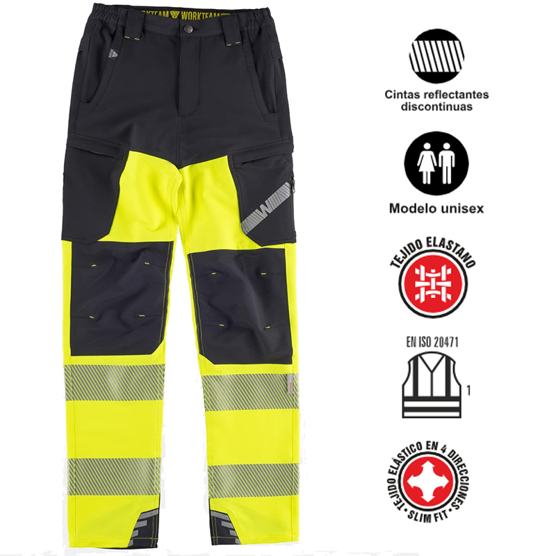 Pantalón elástico  alta visibilidad cintas  segm...