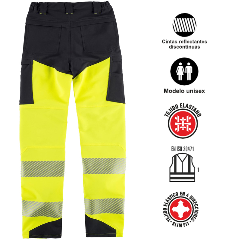 Pantalón elástico alta visibilidad cintas  segmentadas