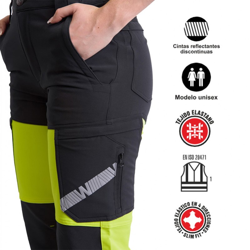 Pantalón elástico alta visibilidad cintas  segmentadas