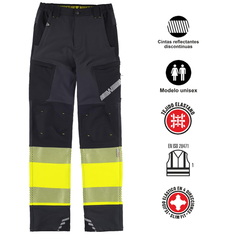 Pantalón elástico tricolor combinado