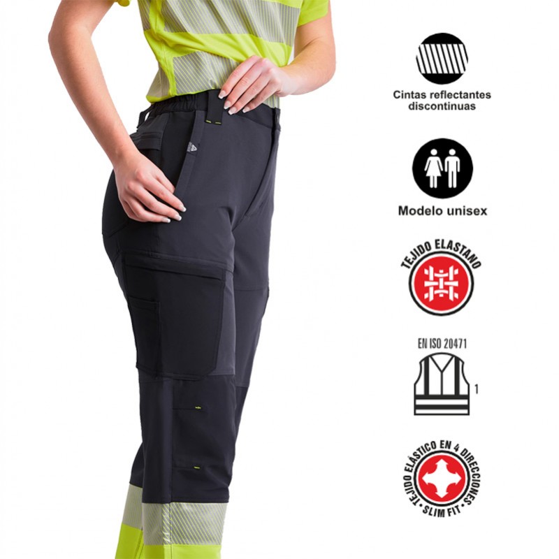 Pantalón elástico tricolor combinado