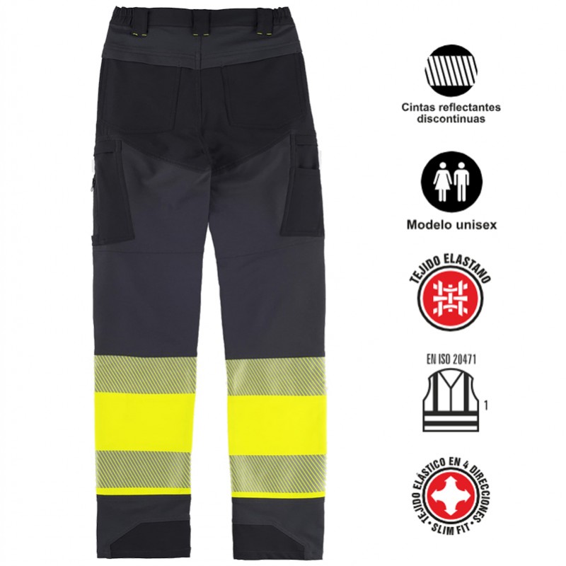 Pantalón elástico tricolor combinado