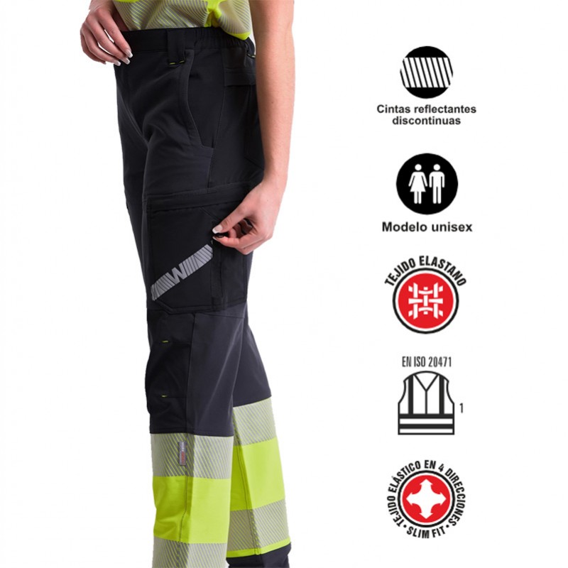 Pantalón elástico tricolor combinado