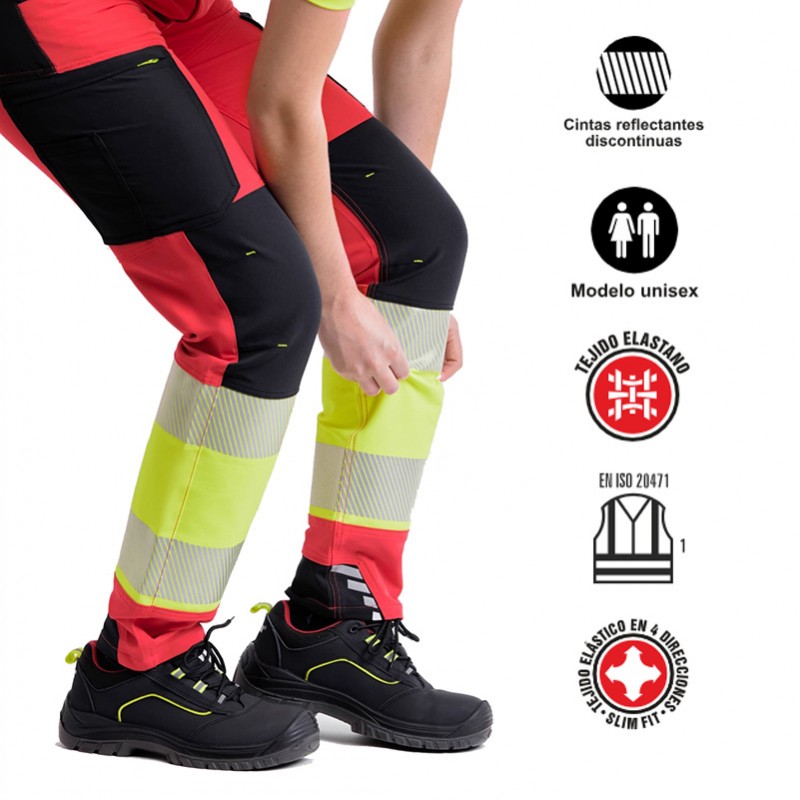 Pantalón elástico tricolor combinado