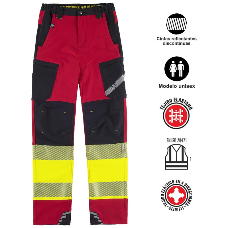 Pantalón elástico tricolor combinado