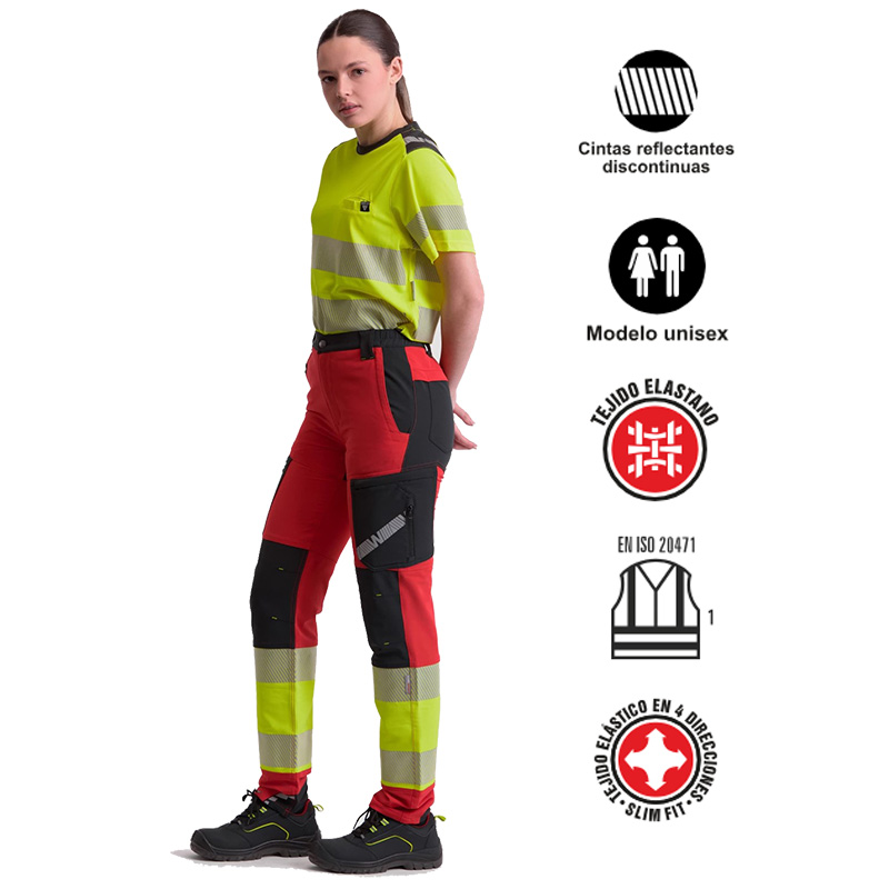 Pantalón elástico tricolor combinado