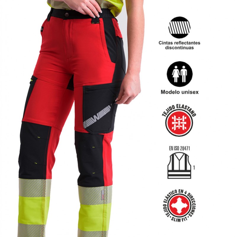 Pantalón elástico tricolor combinado