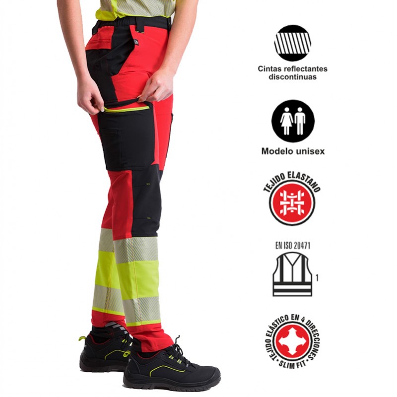 Pantalón elástico tricolor combinado