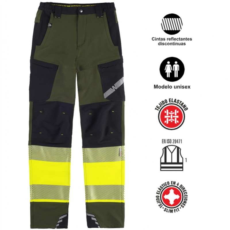 Pantalón elástico tricolor combinado