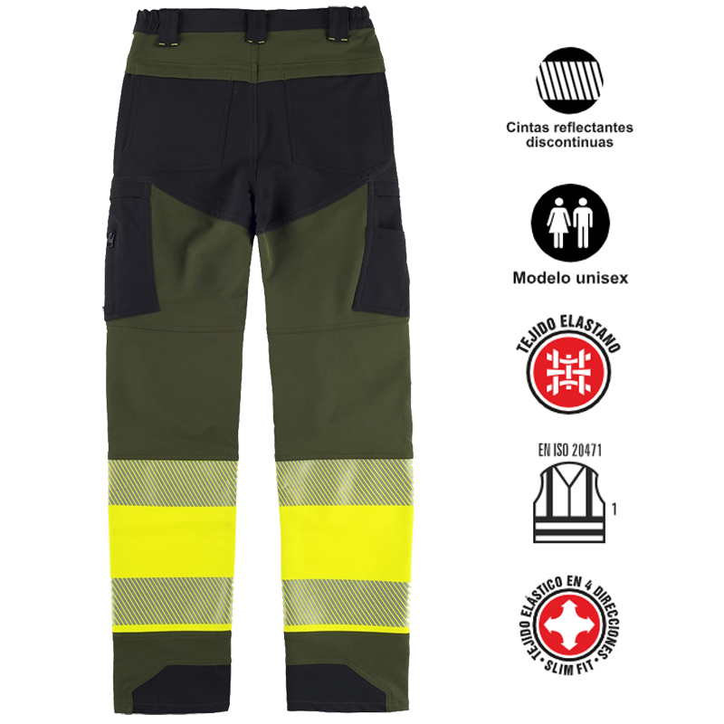 Pantalón elástico tricolor combinado