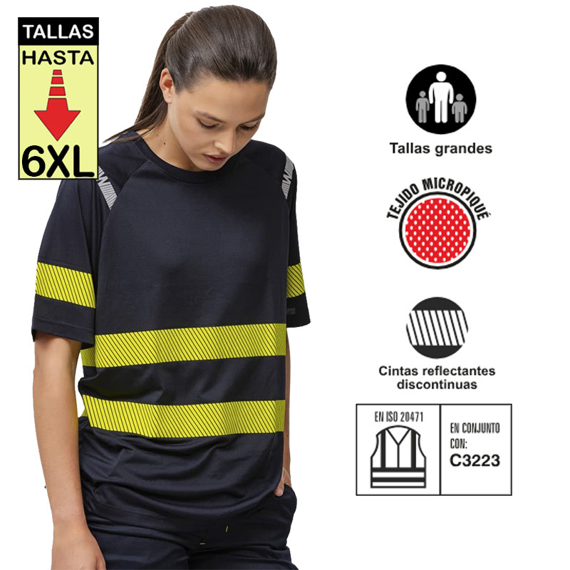 Camiseta con cintas reflectantes segmentadas.