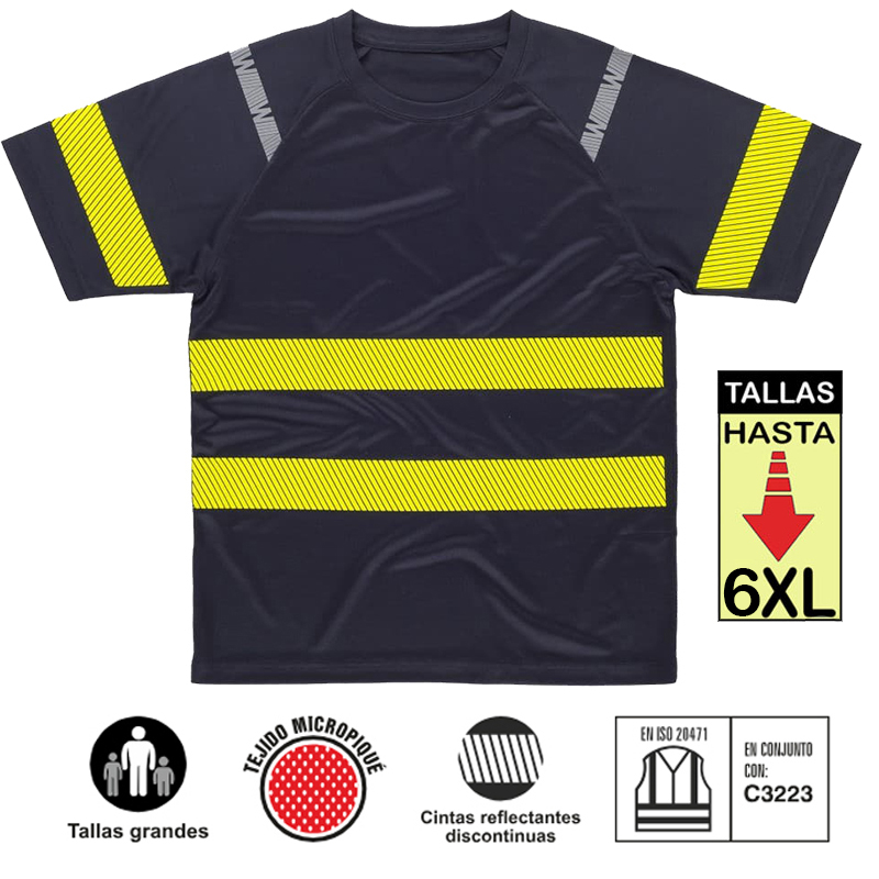 Camiseta con cintas reflectantes segmentadas.