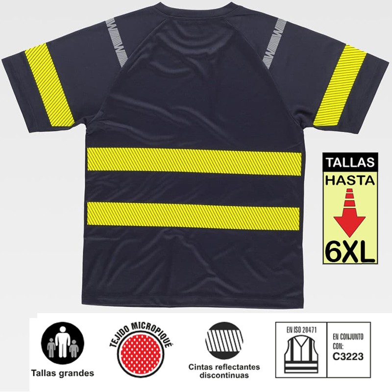 Camiseta con cintas reflectantes segmentadas.