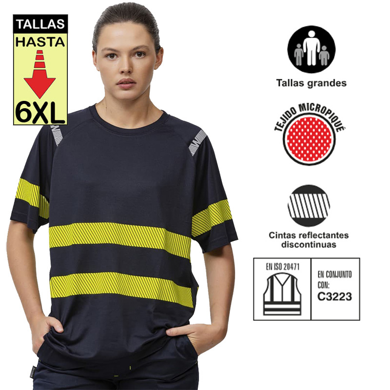 Camiseta con cintas reflectantes segmentadas.
