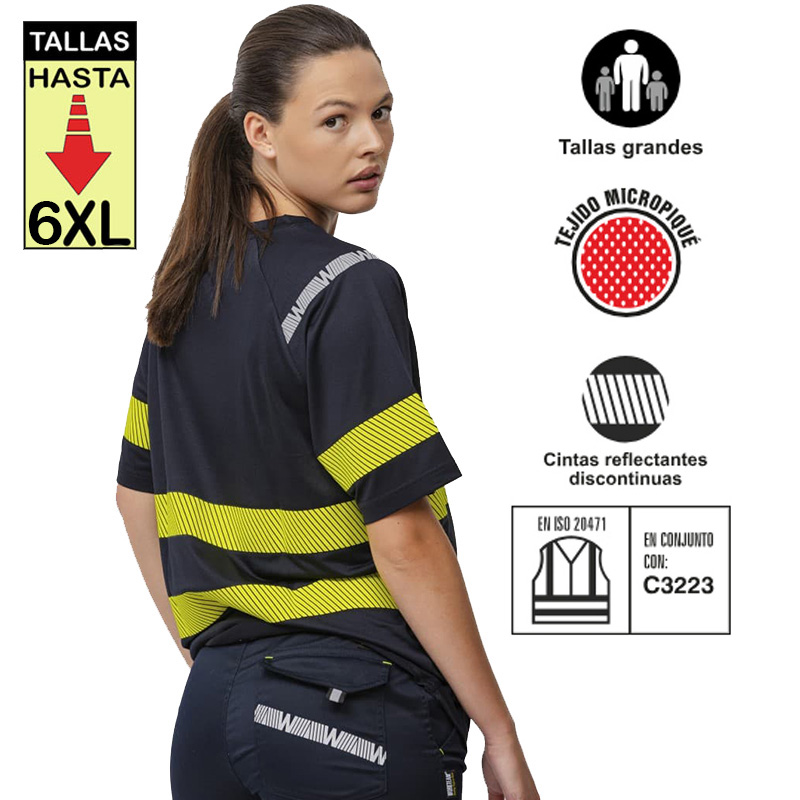 Camiseta con cintas reflectantes segmentadas.