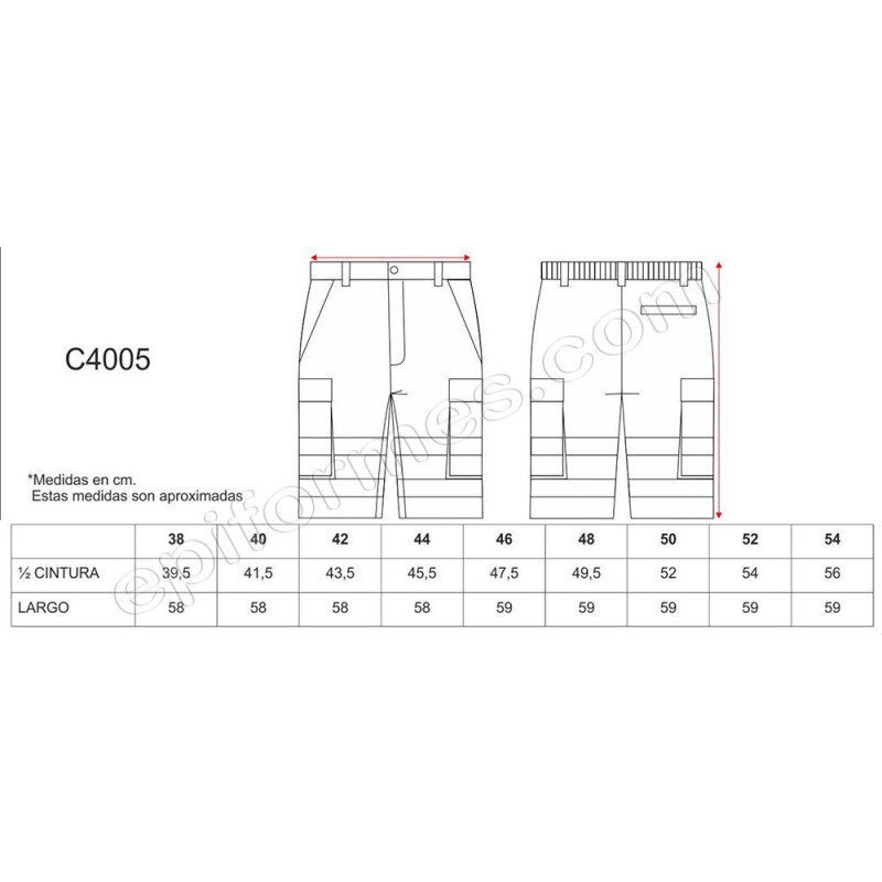 Bermuda combinada con alta visibilidad y cintas reflectantes.