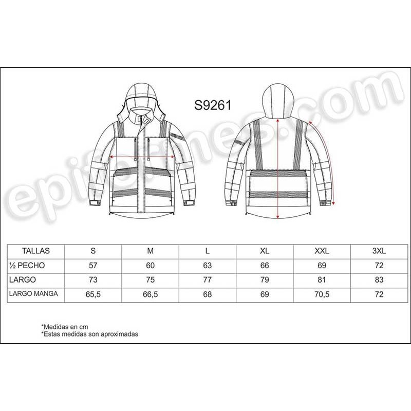 Parka alta visibilidad y con cintas reflectantes