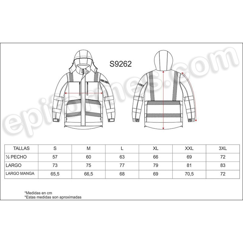 Parka trabajo, acolchada e impermeable